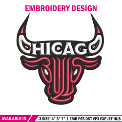 Chicago Bulls mascot embroidery design, NBA embroidery, Sport embroidery, Embroidery design, Logo sport embroidery