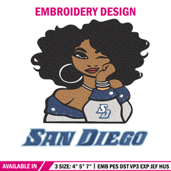 San Diego University girl embroidery design, NCAA embroidery, Embroidery design, Logo sport embroidery,Sport embroidery