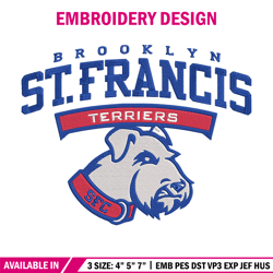St. Francis Brooklyn Logo embroidery design, NCAA embroidery, Sport embroidery, logo sport embroidery, Embroidery design