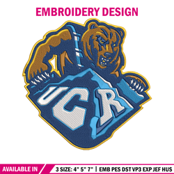 UC Riverside logo embroidery design, NCAA embroidery,Sport embroidery, Embroidery design, Logo sport embroidery