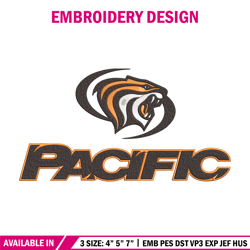 University of Pacific logo embroidery design, NCAA embroidery, Sport embroidery,logo sport embroidery,Embroidery design.