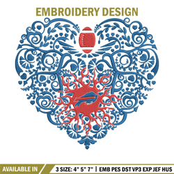 Buffalo Bills Heart embroidery design, Buffalo Bills embroidery, NFL embroidery, sport embroidery, embroidery design. (2