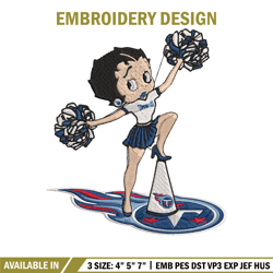 Cheer Betty Boop Tennessee Titans embroidery design, Tennessee Titans embroidery, NFL embroidery, logo sport embroidery.