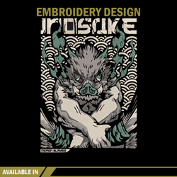 Inosuke poster Embroidery Design, Demon slayer Embroidery, Embroidery File, Anime Embroidery,Digital download.