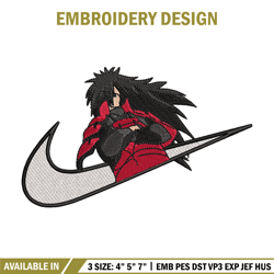 Madara Uchiha Nike embroidery design, Naruto embroidery, nike design, anime design, anime shirt, Digital download