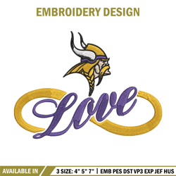 Minnesota Vikings Love embroidery design, Minnesota Vikings embroidery, NFL embroidery, Logo sport embroidery. (2)