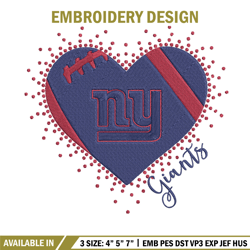 New York Giants Heart embroidery design, Giants embroidery, NFL embroidery, logo sport embroidery, embroidery design. (2
