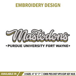 Purdue Fort Wayne logo embroidery design, Sport embroidery, logo sport embroidery, Embroidery design, NCAA embroidery
