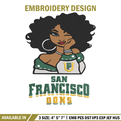 San Francisco Dons girl embroidery design, NCAA embroidery, Embroidery design, Logo sport embroidery,Sport embroidery