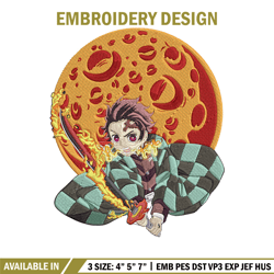 Tanjiro fire Embroidery Design, Demon slayer Embroidery,Embroidery File,Anime Embroidery, Anime shirt,Digital download