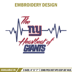 The heartbeat of New York Giants embroidery design, New York Giants embroidery, NFL embroidery, logo sport embroidery.