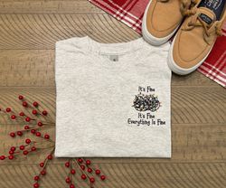 Its Fine Everything is Fine, Custom Christmas Crewneck, Embroidered Christmas Sweater