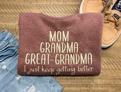 Mom, Grandma, Great Grandma, Embroidered Crewneck, Grandparents Hoodie