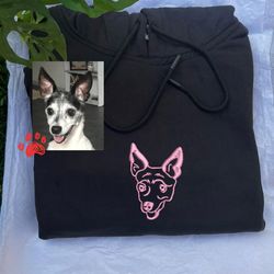 custom embroidered pet portrait dog photo hoodie