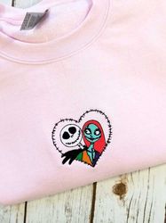 Customizable Jack Skellington amp Sally Ragdoll Heart Embroidered Sweatshirt