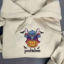 Halloween Stitch Peekaboo Pumpkin Embroidered Sweatshirt