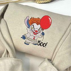 Halloween Stitch Pennywise Boo Embroidered Sweatshirt