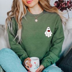 Little Ghost Coffee Boba Pumpkin Spice Embroidered Sweatshirt