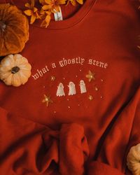 What A Ghostly Scene Embroidered Halloween Sweatshirt