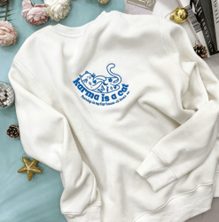 Retro Karma is a Cat Embroidered Sweatshirt Hoodie T-Shirt