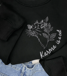 Karma Cat Midnights Embroidered Sweatshirt Hoodie