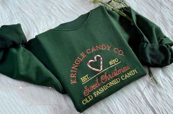 Kringle Candy Co Embroidered Sweatshirt,  Vintage Christmas Candy Embroidered Hoodie,  Sweet Christmas Candy Sweater