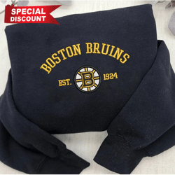 Vintage Boston Bruins Embroidered Sweatshirt, NHL Embroidered Sweater, Embroidered NHL Shirt
