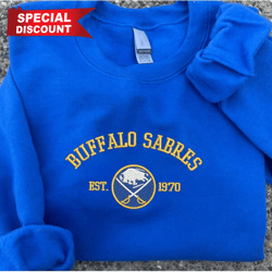 Vintage Buffalo Sabres Embroidered Sweatshirt, NHL Embroidered Sweater, Embroidered NHL Shirt