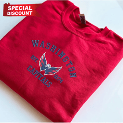 Vintage Washington Capitals Embroidered Sweatshirt, NHL Embroidered Sweater, Embroidered NHL Shirt