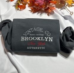 Vintage CO Brooklyn embroidered Sweatshirt, hand crafted Brooklyn authentic embroidered crewneck,  New York Vintage