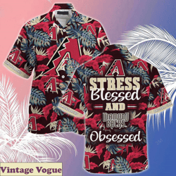 Arizona Diamondbacks -Summer Aloha Shirt, Stress Blessed Obsessed For Fans