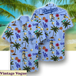 Beach Aloha LA Dodgers Aloha Shirt Baseball Fans Gift