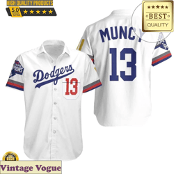 Los Angeles Dodgers Logo Aloha Shirt, Cheap Men Dodgers Baseball Apparel Uniform Muncy, Aloha