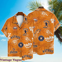Major League Baseball Tropical Floral  Astros Aloha Shirt