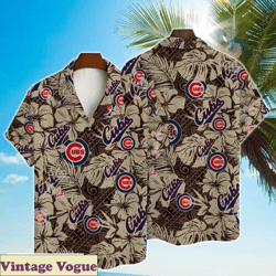 Chicago Cubs Aloha Shirt Tropical Pattern Beach Gift, Cubs Aloha Shirt