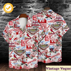 St Louis Cardinals Baseball Pattern On White Aloha Shirt, Cardinals Aloha Shirt