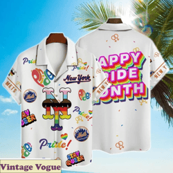 New York Mets Happy Pride Month Aloha Shirt, New York Mets Aloha Shirt
