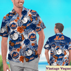 New York Mets Tropical Floral Custom Name Aloha Aloha Shirt