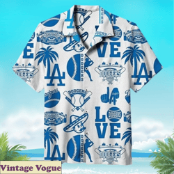 Team Los Angeles Dodgers Symbol Aloha Shirt, LA Dodgers Aloha Shirt