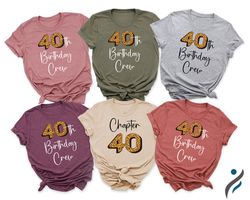 40th Birthday Party Shirt With Leopard Print, 40th Birthday Crew T-Shirt, Birthday Group Tee