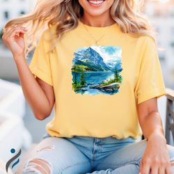 Watercolor Shirt With Nature Landscape, Nature Shirt, Gift for Women