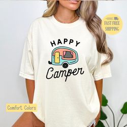 Happy Camper Tee, Camping T-shirt, Throwback Camper Tee