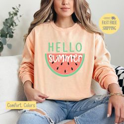 Hello Summer T-shirt, Summer Watermelon shirt, Cute Summer T-shirt