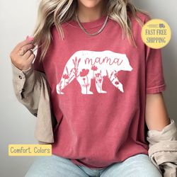 Mama Bear Shirt, Flower Mama T-shirt, Floral Mama Tee Shirt