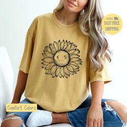 Sunflower Graphic Tee, Sunflower T-shirt, Leopard Sunflower