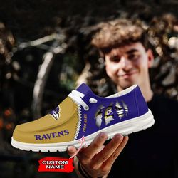 Baltimore Ravens Loafer Shoes, Customize Your Name Baltimore Ravens Loafer Shoes For Men Women, NFL Loafer Shoes
