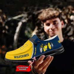 Michigan Wolverines Loafer Shoes, Customize Your Name Michigan Wolverines Loafer Shoes For Men Women, NCAA Loafer Shoes