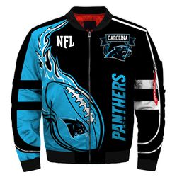 Carolina Panthers Bomber Jackets Football Custom Name, Carolina Panthers NFL Bomber Jackets, NFL Bomber Jackets