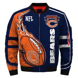 Chicago Bears Bomber Jackets Football Custom Name, Chicago Bears NFL Bomber Jackets, NFL Bomber Jackets