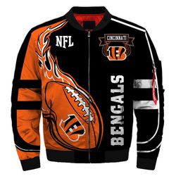 Cincinnati Bengals Bomber Jackets Football Custom Name, Cincinnati Bengals NFL Bomber Jackets, NFL Bomber Jackets
